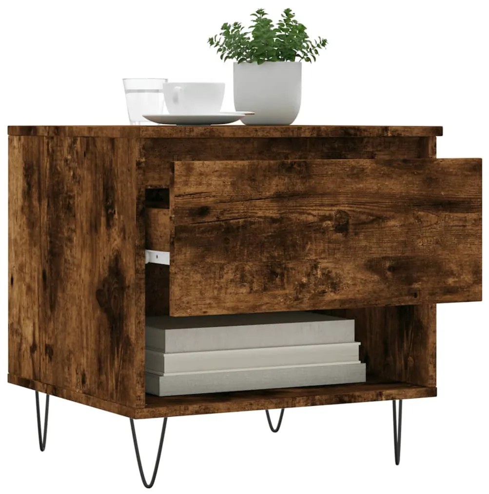 2 db füstös tölgy szerelt fa dohányzóasztal 50 x 46 x 50 cm