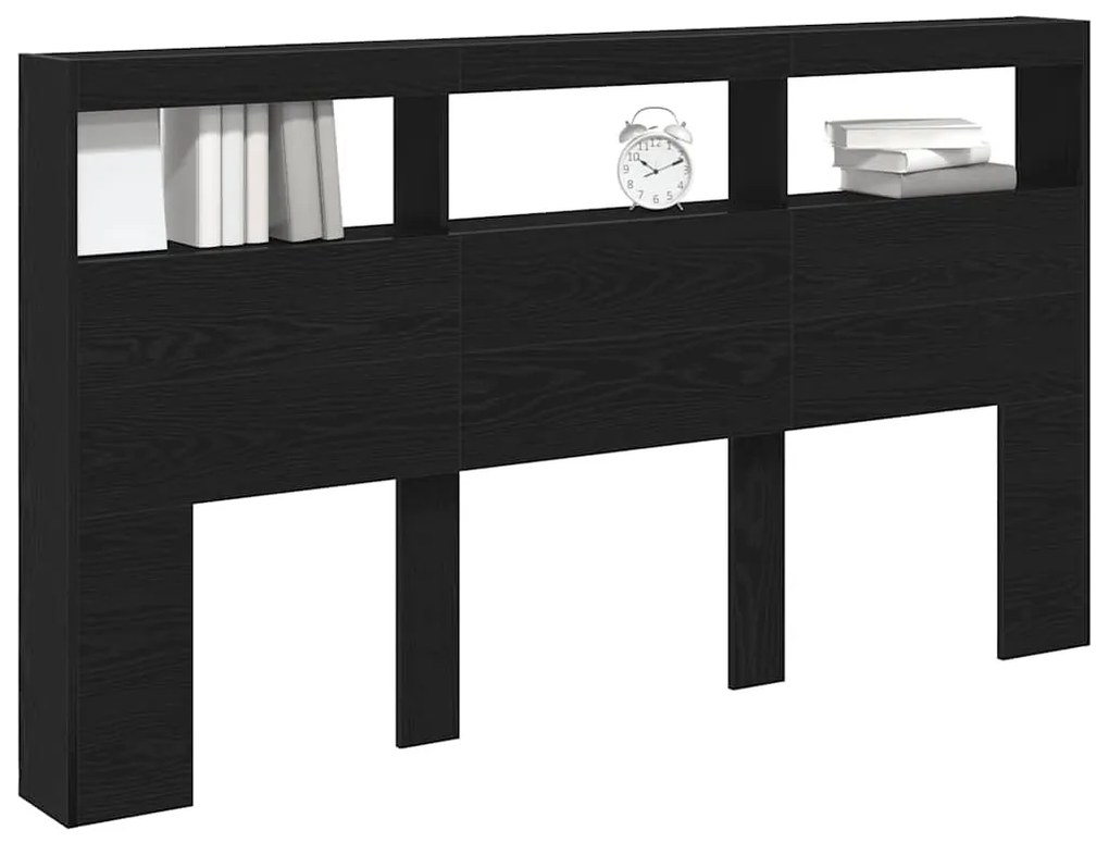 fekete tölgy színű áthidalószekrény LED-ekkel 180 x 17 x 102 cm