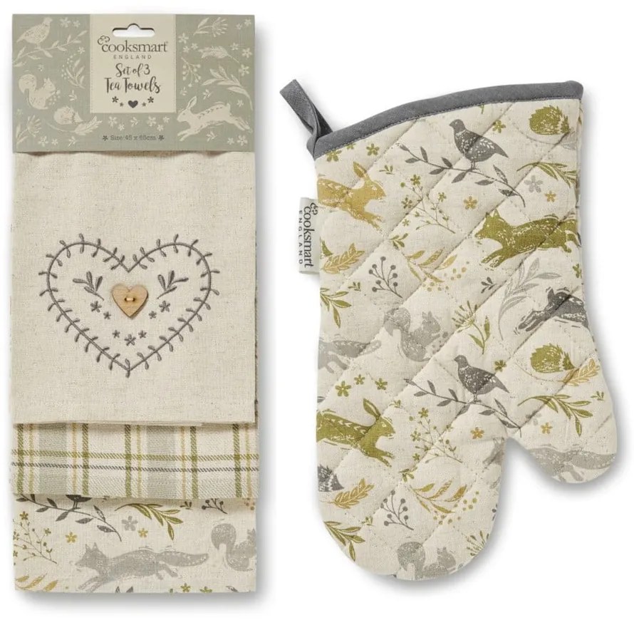 Konyharuha és edényfogó szett 4 db-os Woodland – Cooksmart ®