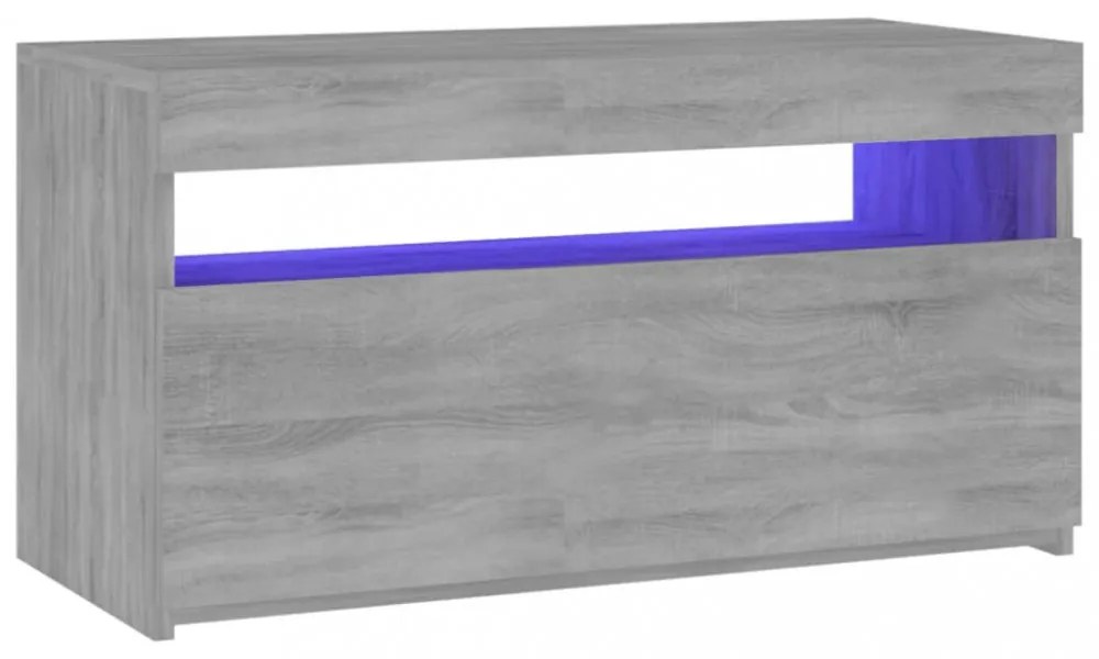 szürke sonoma színű TV-szekrény LED-világítással 75x35x40 cm