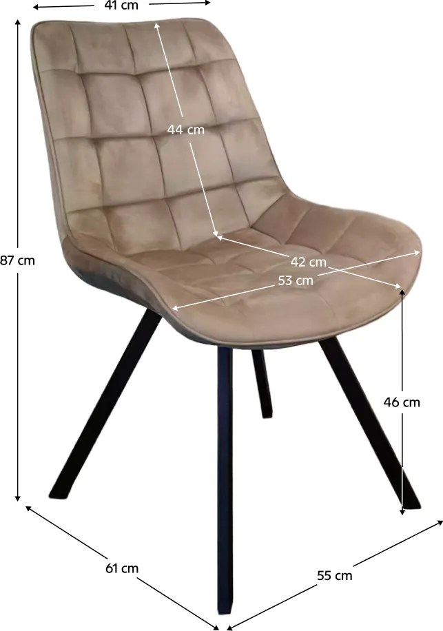 Étkezőszék, szürkésbarna Taupe Velvet szövet/fekete, SAMIRA