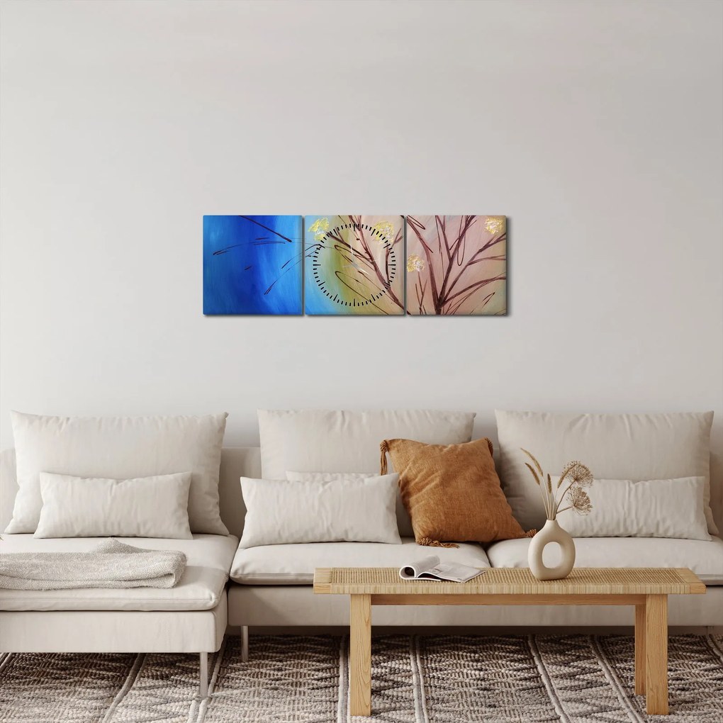 Kép - Napot eltakaró fa (órával) (90x30 cm)