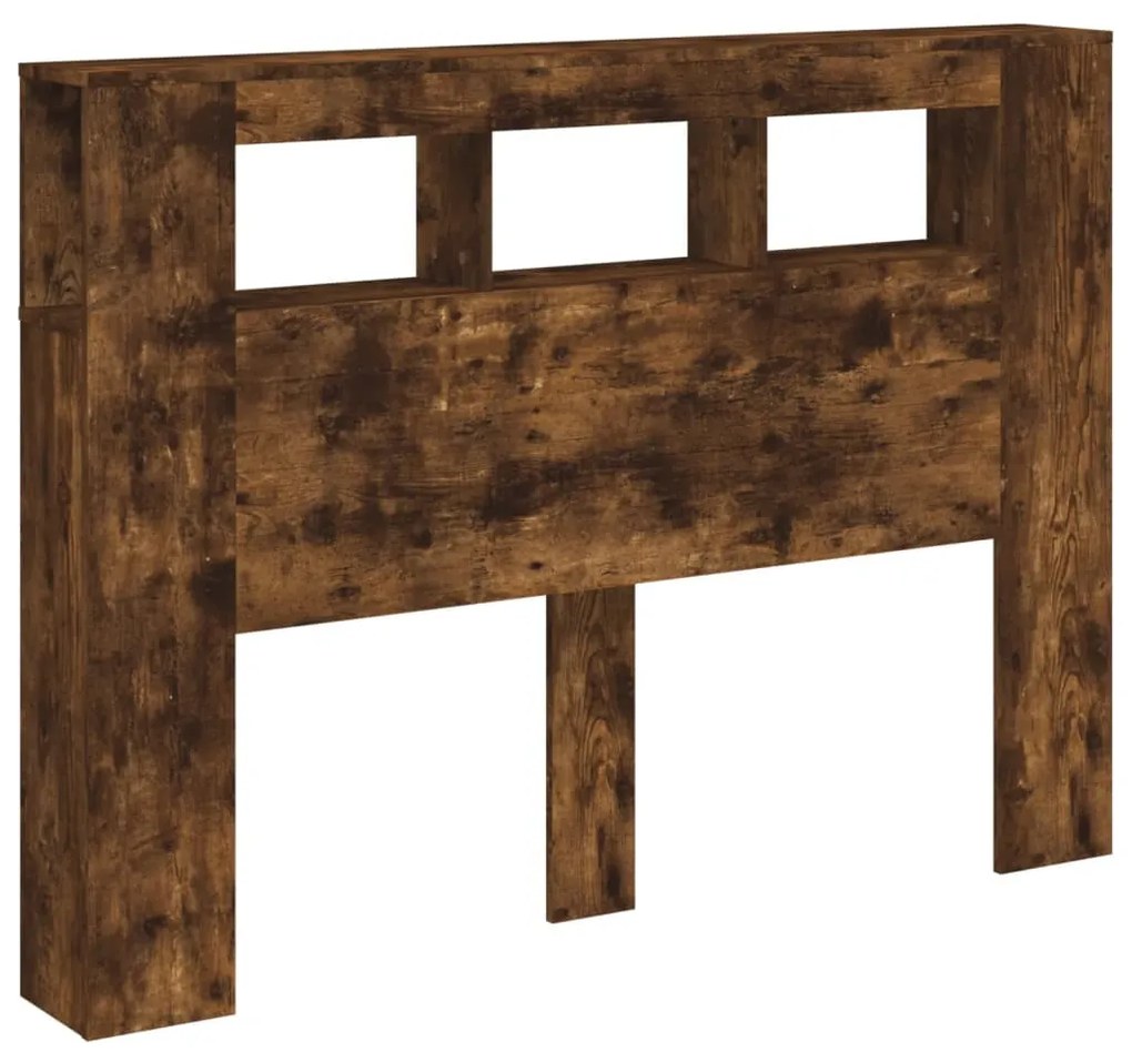 füstüs tölgy színű szerelt fa LED-es fejtámla 140x18,5x103,5 cm