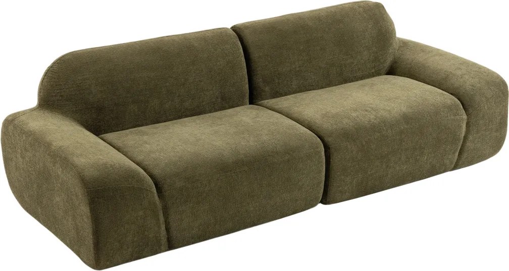 HOMCOM kanapé 3 személyes, lekerekített és keret nélküli, 244 x 95 x 70 cm, sötétzöld