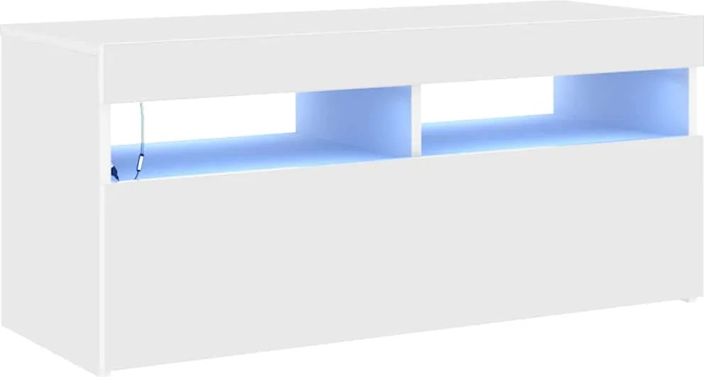 vidaXL fehér TV-szekrény LED-lámpákkal 90 x 35 x 40 cm