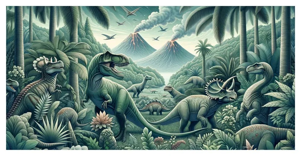 Kép őskori dinoszaurusz világ a dzsungelben