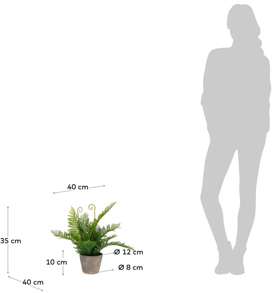 Művirág cement virágcserépben, magasság 35 cm - Kave Home