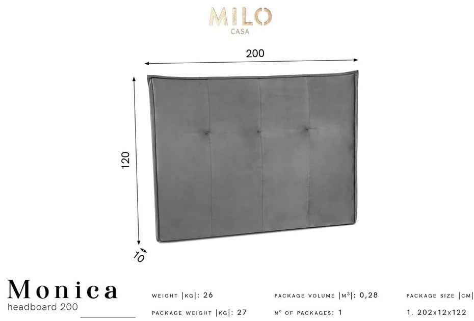 Sötétzöld ágytámla 200x120 cm Monica – Milo Casa