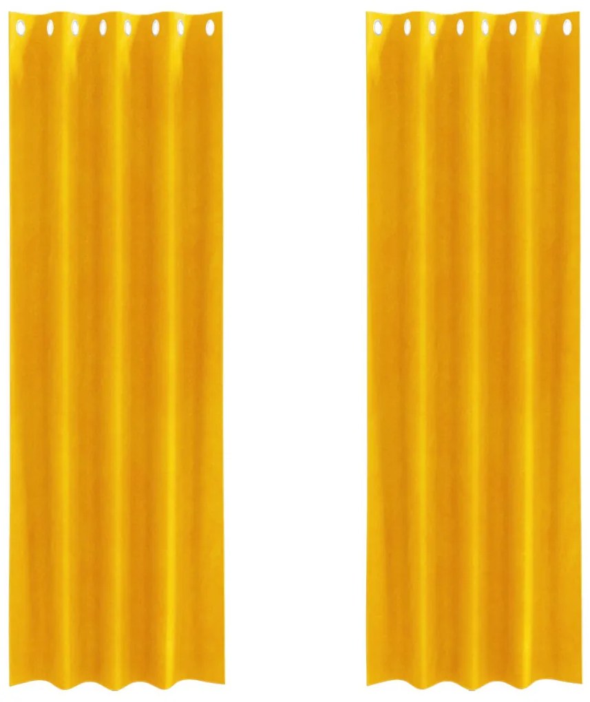 Függönyök függönyökkel 2 pcs Mustár sárga 140 x 225 cm Bársony