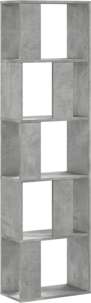vidaXL 5 szintes betonszürke szerelt fa könyvespolc 45x23,5x162,5 cm