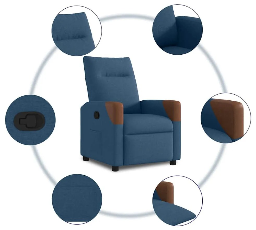 kék szövet dönthető fotel