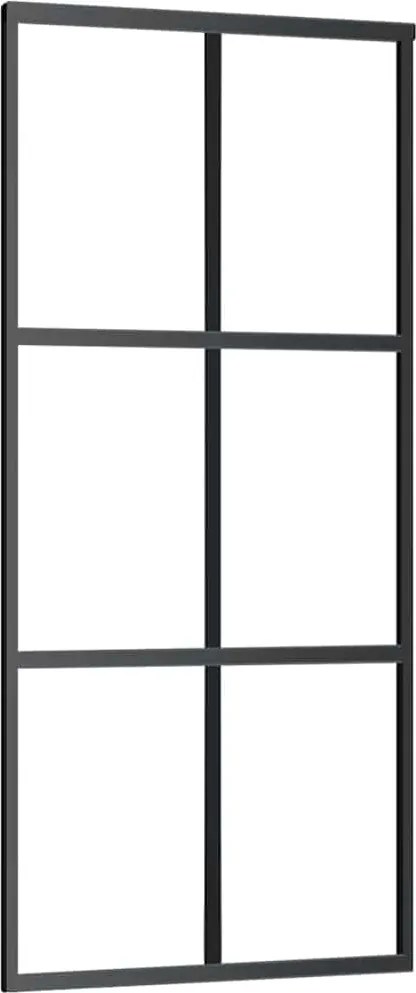 vidaXL fekete ESG üveg és alumínium tolóajtó 90 x 205 cm