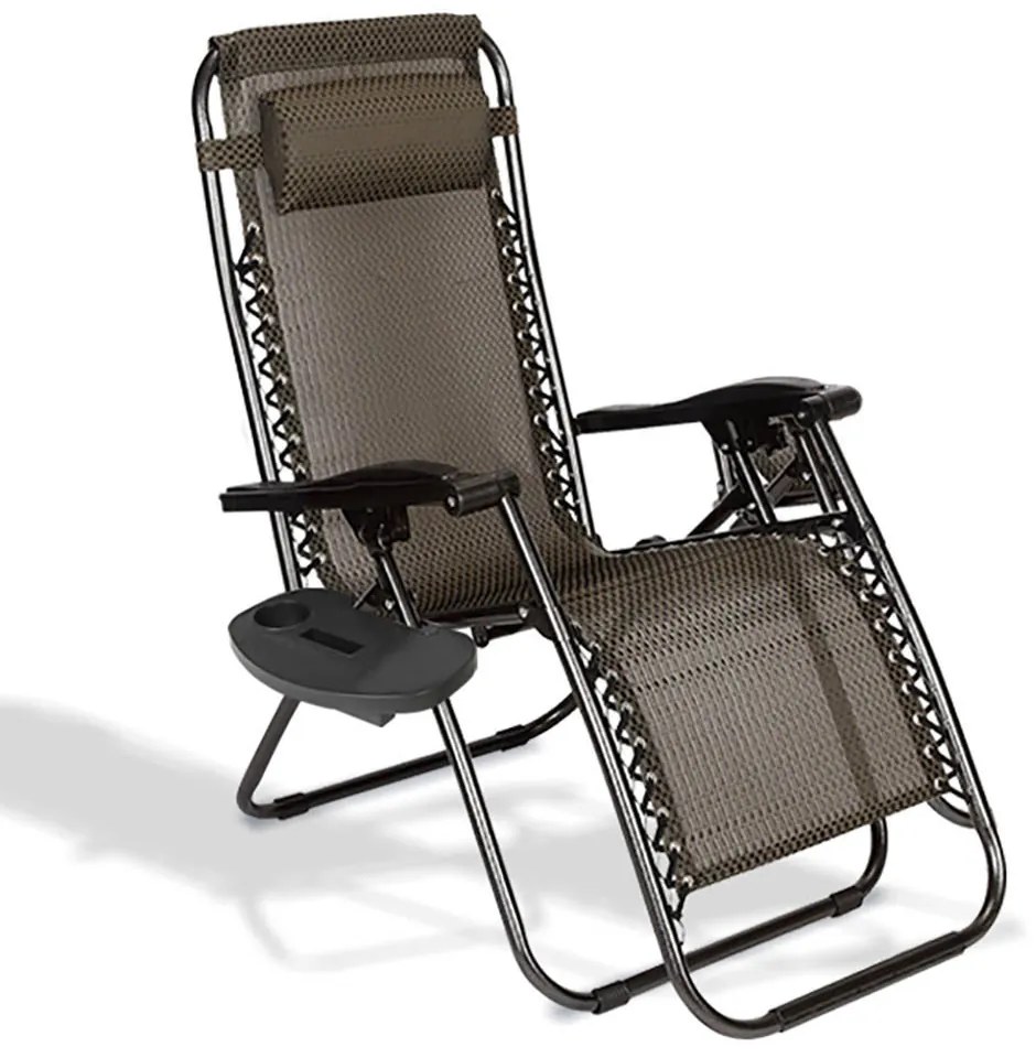 Zéró gravitáció kerti szék ajándék pohártartóval, 2 db-barna