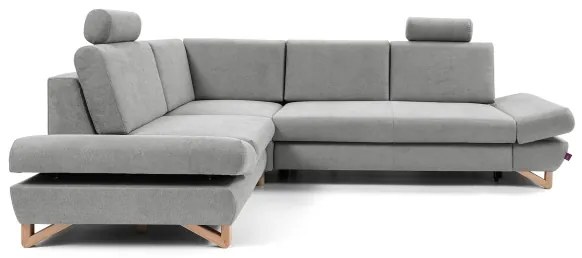 AVESTA ággyá nyitható balos L-alakú kárpitozott sarokkanapé tárolóhellyel, szürke