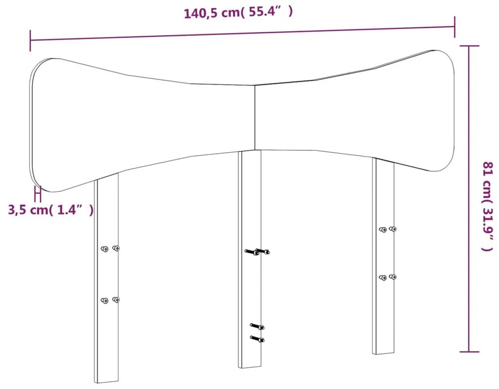 tömör fenyőfa fejtámla 135 cm
