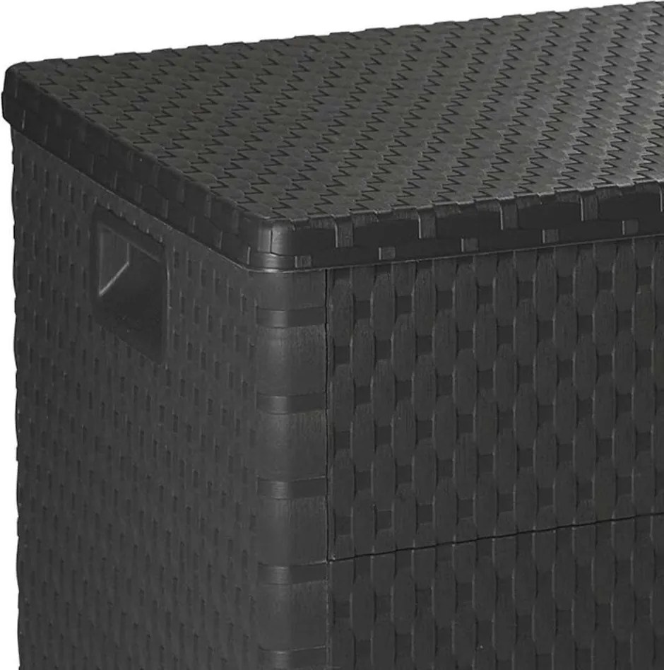 Antracitszürke Pp Rattan Kerti Tárolóláda 120 X 56 X 63 Cm
