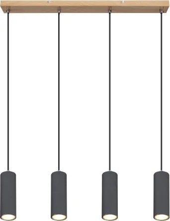 Globo 57911-4HG Függesztett lámpa fém grafit sötét, fém grafit, fekete PVC kábel, HxSzxM: 650x60x1200mm, fényforrás nélkül szállítva 4x GU10 35W 230V