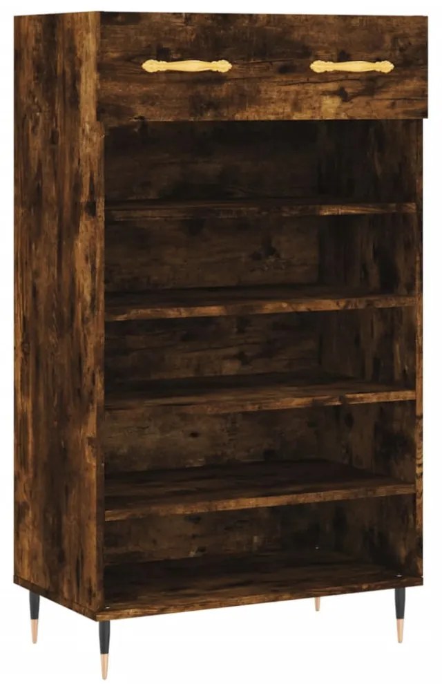 füstös tölgy színű szerelt fa cipőszekrény 60 x 35 x 105 cm