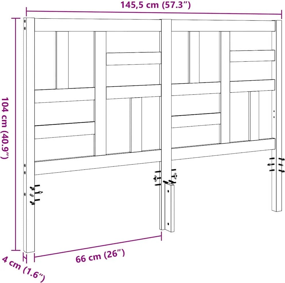 Ágyszerkezet Fejtámla fejtámlával Viaszbarna 145.5 x 4 x 104 cm