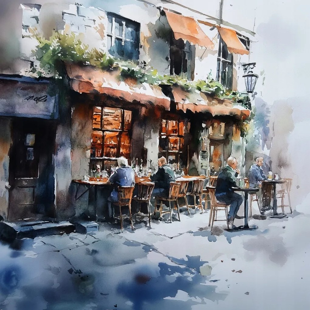 Vászonkép Canvas Város Utca Kocsmák Söröző Kocsmák Kilátás 80x80