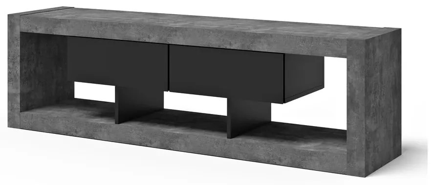 Fekete-szürke TV-állvány beton dekorral 175x52 cm Nara – TemaHome
