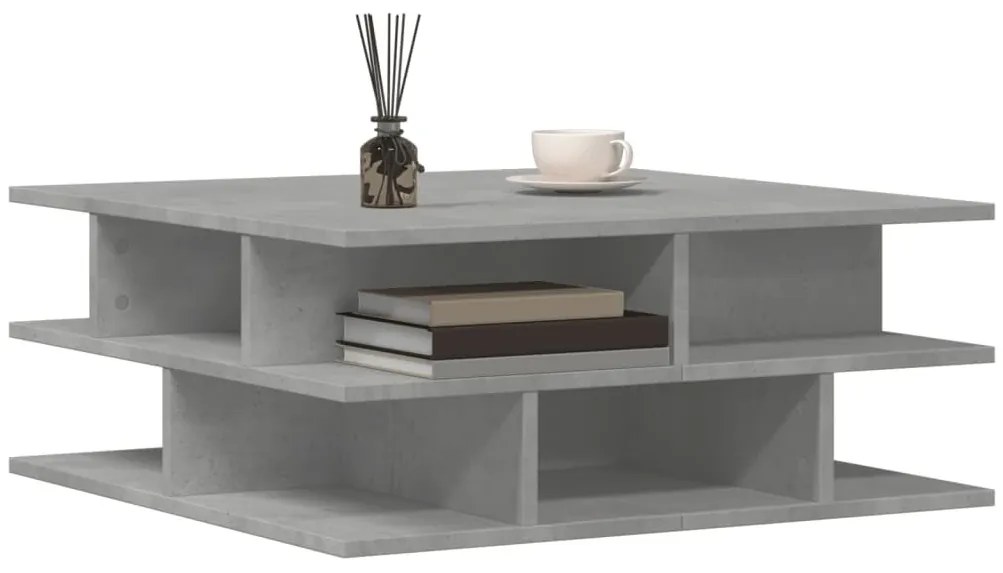 Betonszürke szerelt fa dohányzóasztal 70x70x29 cm