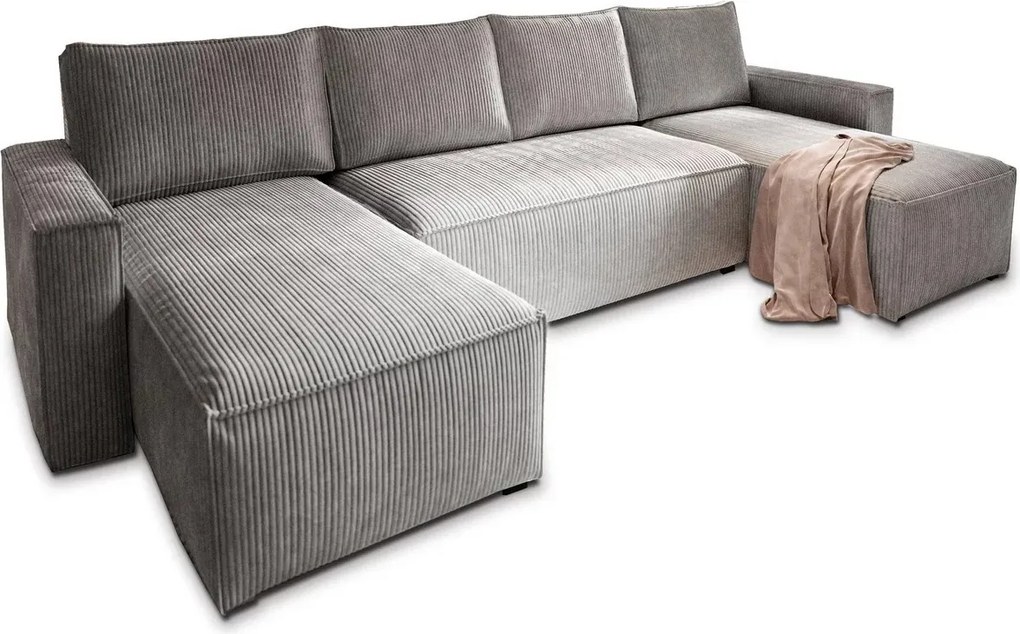 U alakú ülőgarnitúra SMART COSARO 295x140 cm, világosszürke