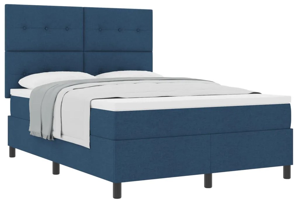 Box Spring Ágy Matraccal Kék 140x190 cm Szövet