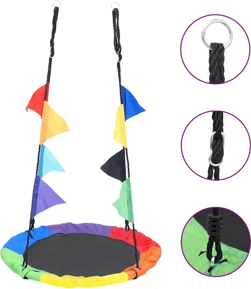 vidaXL szivárványhinta zászlókkal 100 cm