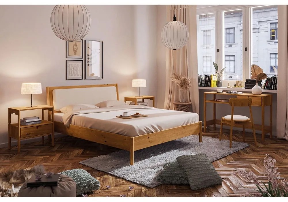 Natúr színű tölgyfa egyszemélyes ágy 90x200 cm Pola – The Beds