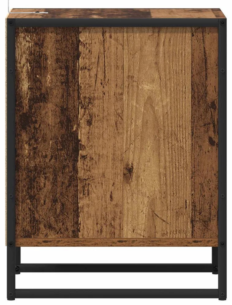 vidaXL Éjjeli asztal fiókkal Öreg fa 39,5 x 30 x 50 cm Faanyag