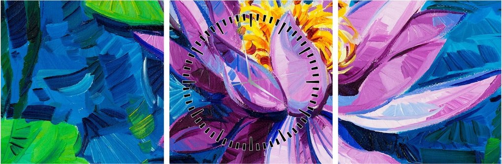 Egy vízi liliom képe a vízen (órával) (90x30 cm)