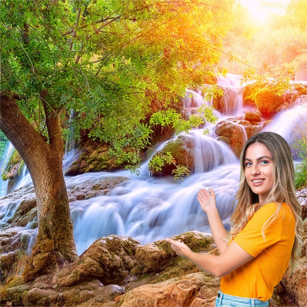 3D fotótapéta Nappali Hálószoba Vízesés Erdő Természet Tájkép 490x280 WLNK09F