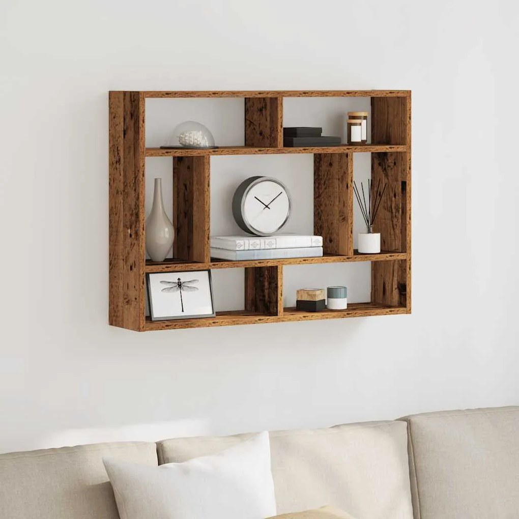 antik fa szerelt fa fali polc 75x16x55 cm