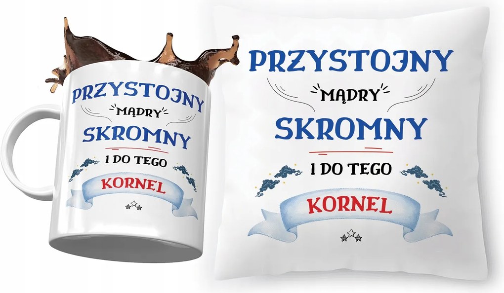 Kornél párna ajándék bögre szett fényképes nyomtatással