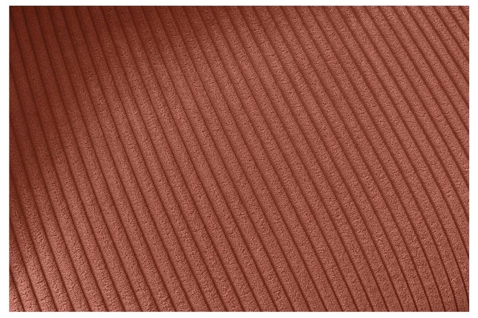 Terrakotta színű kordbársony kinyitható-tárolóhelyes sarokkanapé Voltaire – Bobochic Paris