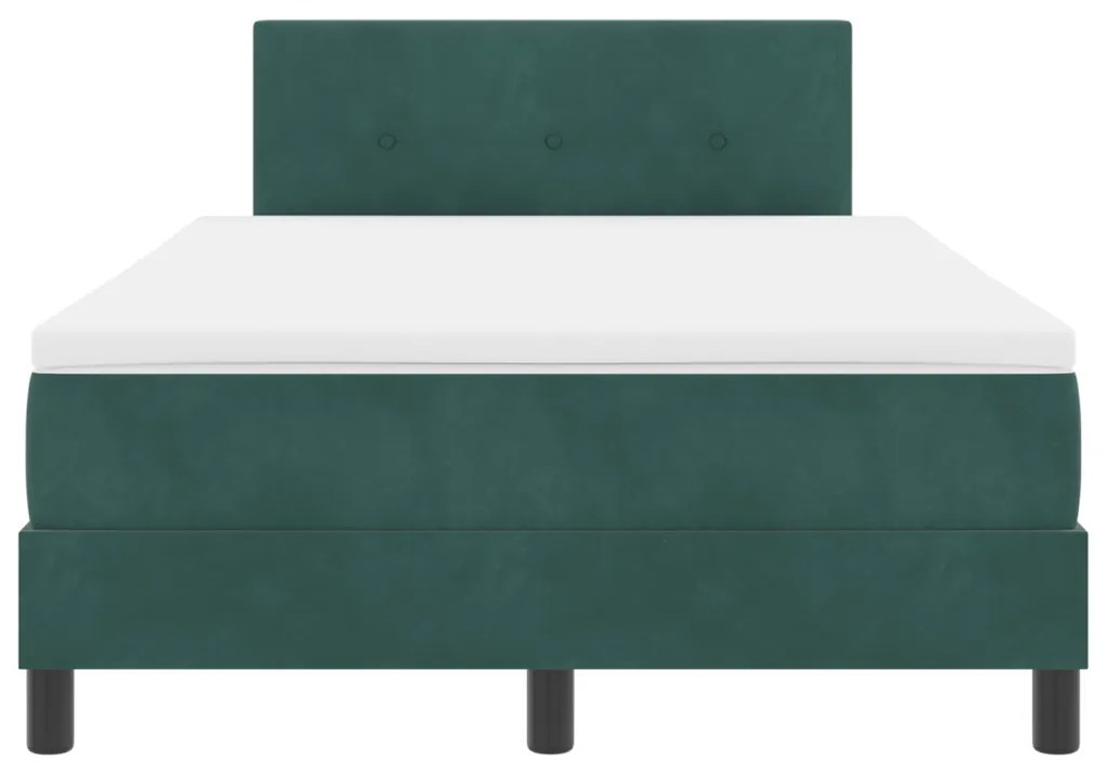 Box Spring Ágy Matraccal és LED Sötét Zöld 120x200 cm Bársony