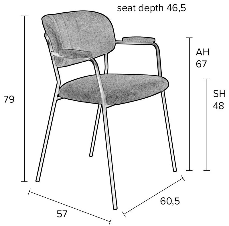 Világosszürke étkezőszék szett 2 db-os Jolien – White Label