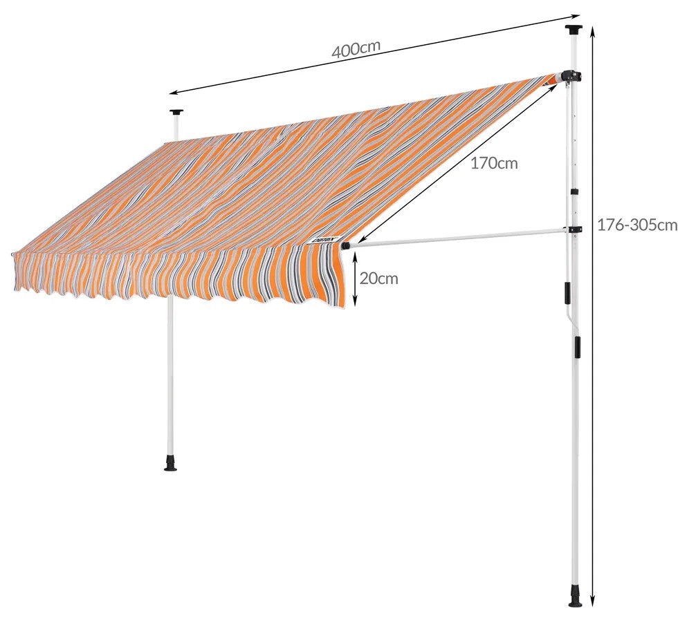 Deuba Napellenző 400 cm - narancssárga/kék