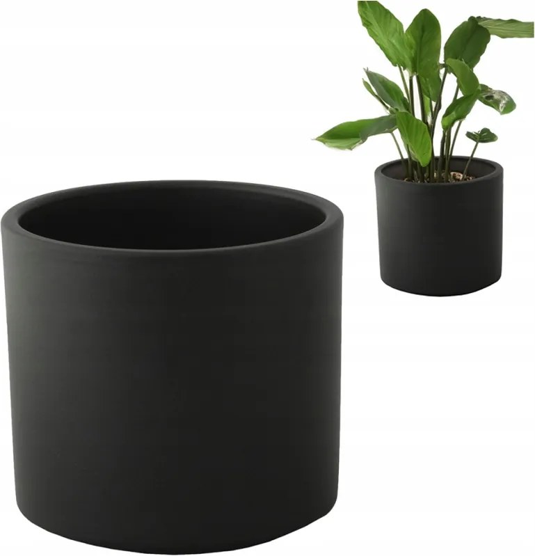 Mária Virágtartó 14cm kerámia matt fekete erkély terasz nappali