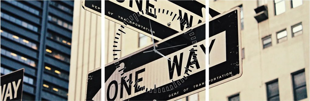 Kép - New York ONE WAY (órával) (90x30 cm)