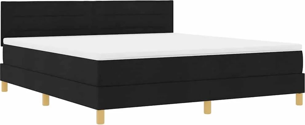 vidaXL LED Box Spring Ágy matracmal leddel Fekete 180 x 200 cm szövet