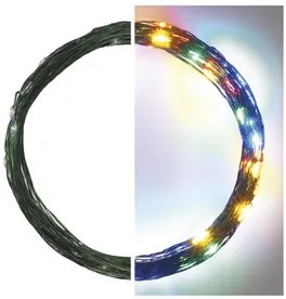 LED karácsonyi nano fényfüzér, zöld, 7,5 m, kültéri és beltéri, többszínű, időzítő