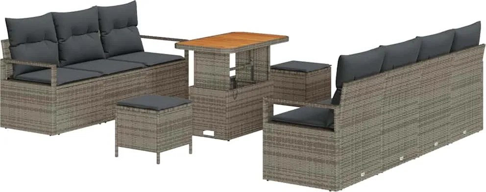 vidaXL Kerti Kanapé Szett párnával tárolóval párnával 10 pcs Szürke