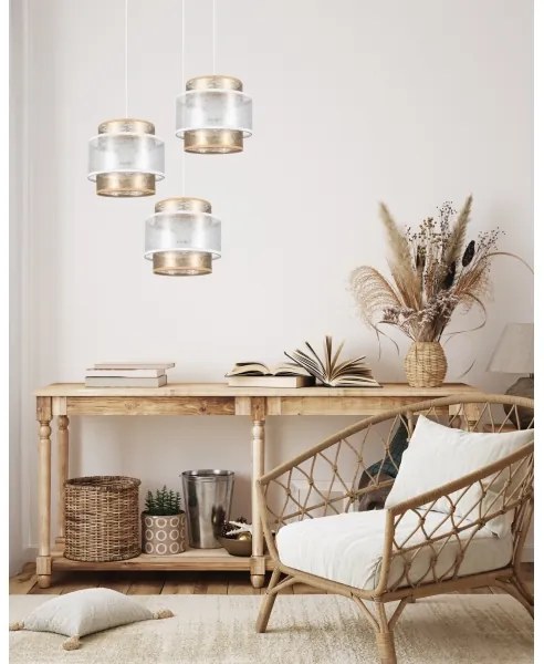 Csillár zsinóron GABI 3xE27/60W/230V arany/fehér á. 45 cm