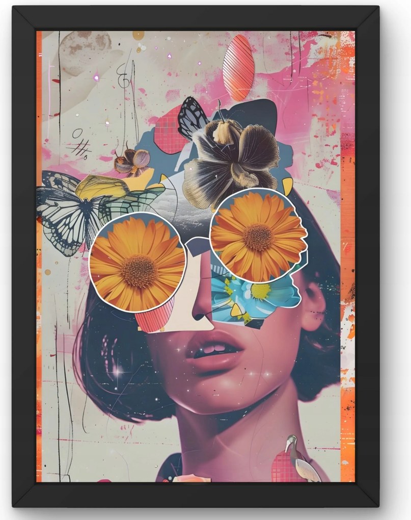 Poszter Szürreális Nő Virágok 50x70 cm