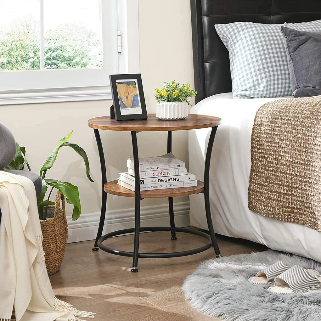 Kisasztal TAYLOR Ø 55 cm, rusztikus barna