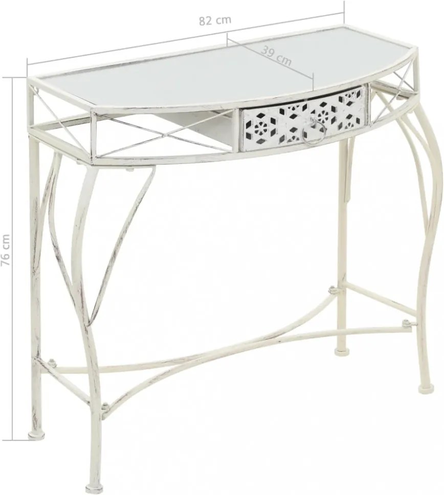 francia stílusú fehér fém kisasztal 82 x 39 x 76 cm
