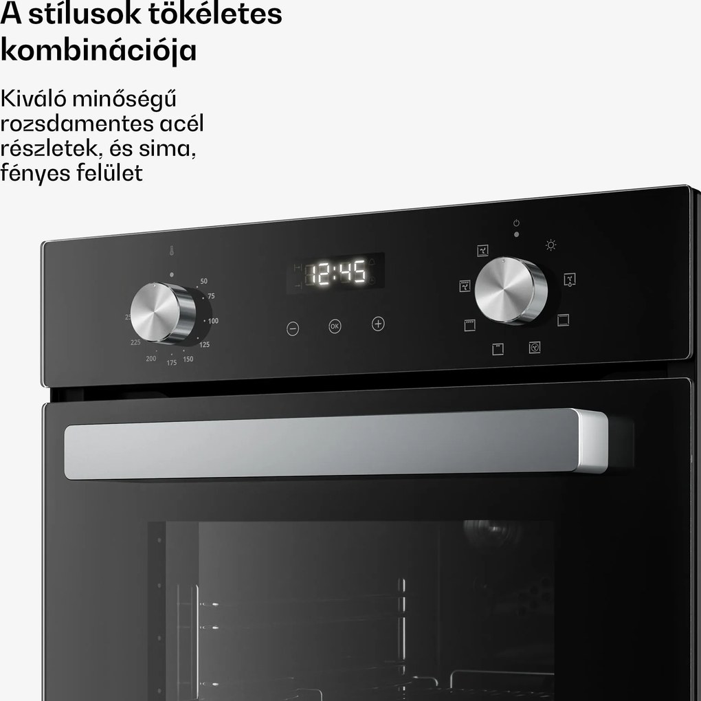 Klarstein Verosteel beépített sütő | 45 cm | 49 l A energiaosztály | 2000 W | fekete