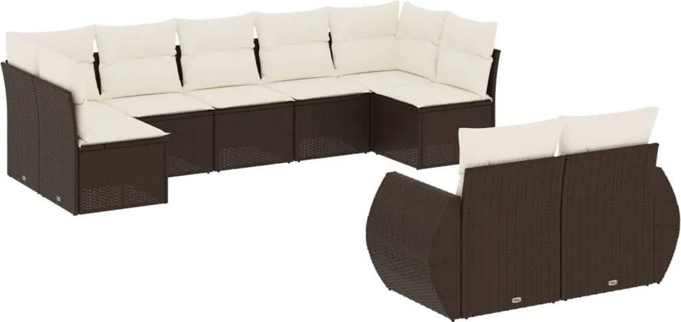 vidaXL 9 részes barna polyrattan kerti ülőgarnitúra párnákkal